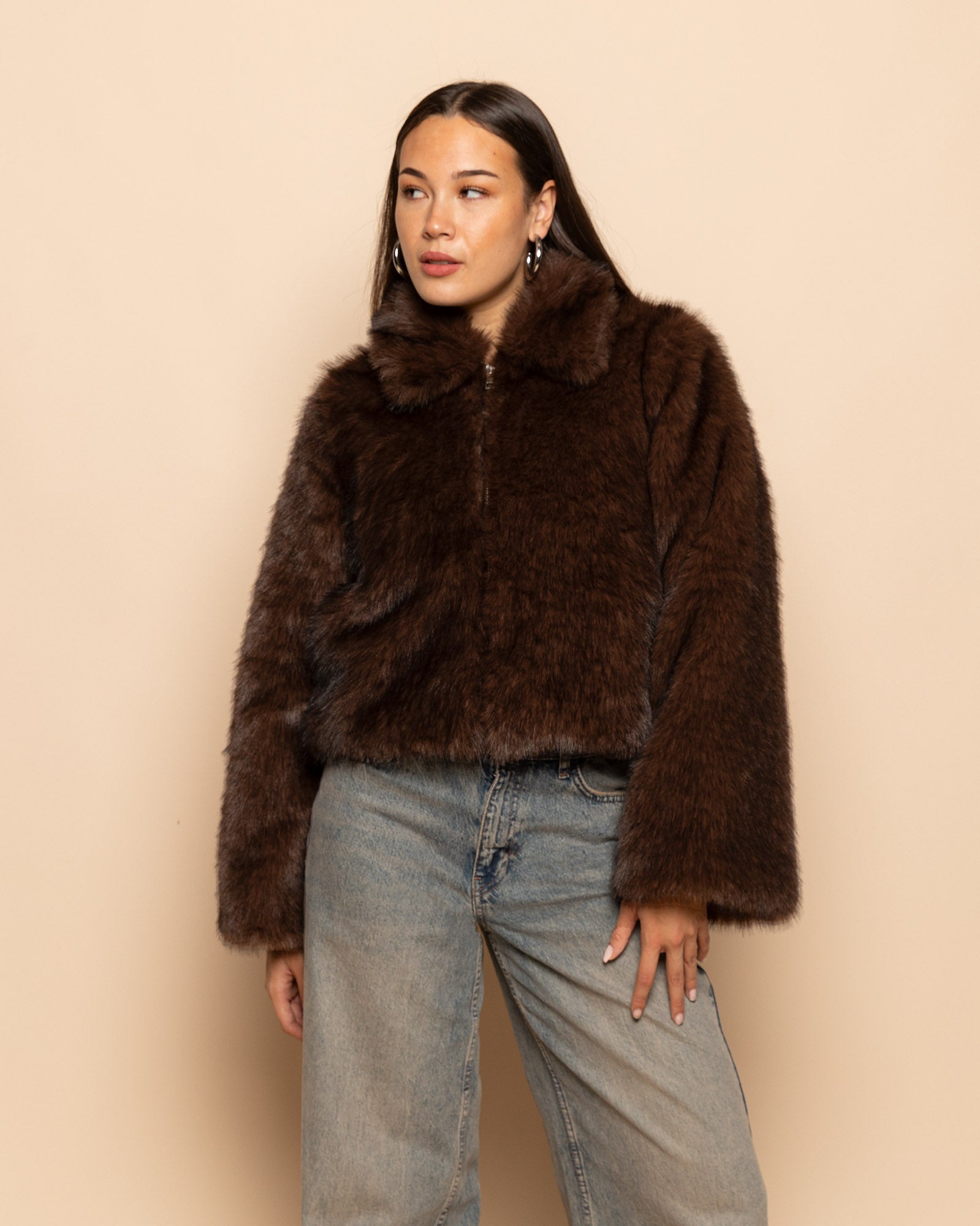 FAUX FUR SHORT COAT DONKERBRUIN