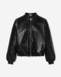FAUX LEATHER STUDDED BOMBER JACKET BLACK