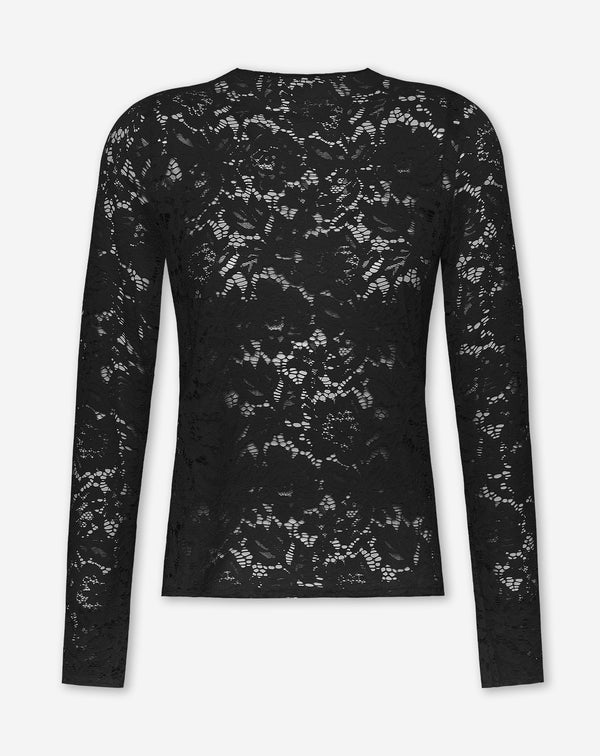 FLOWER LACE TOP ZWART