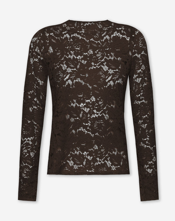 FLOWER LACE TOP BRUIN