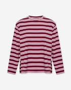 STRIPE PADDED SHOULDER LONG SLEEVE TEE BURGUNDY