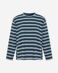 STRIPE PADDED SHOULDER LONG SLEEVE TEE MARINEBLAUW