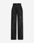 SEQUINS STRAIGHT LEG PANTS BLACK