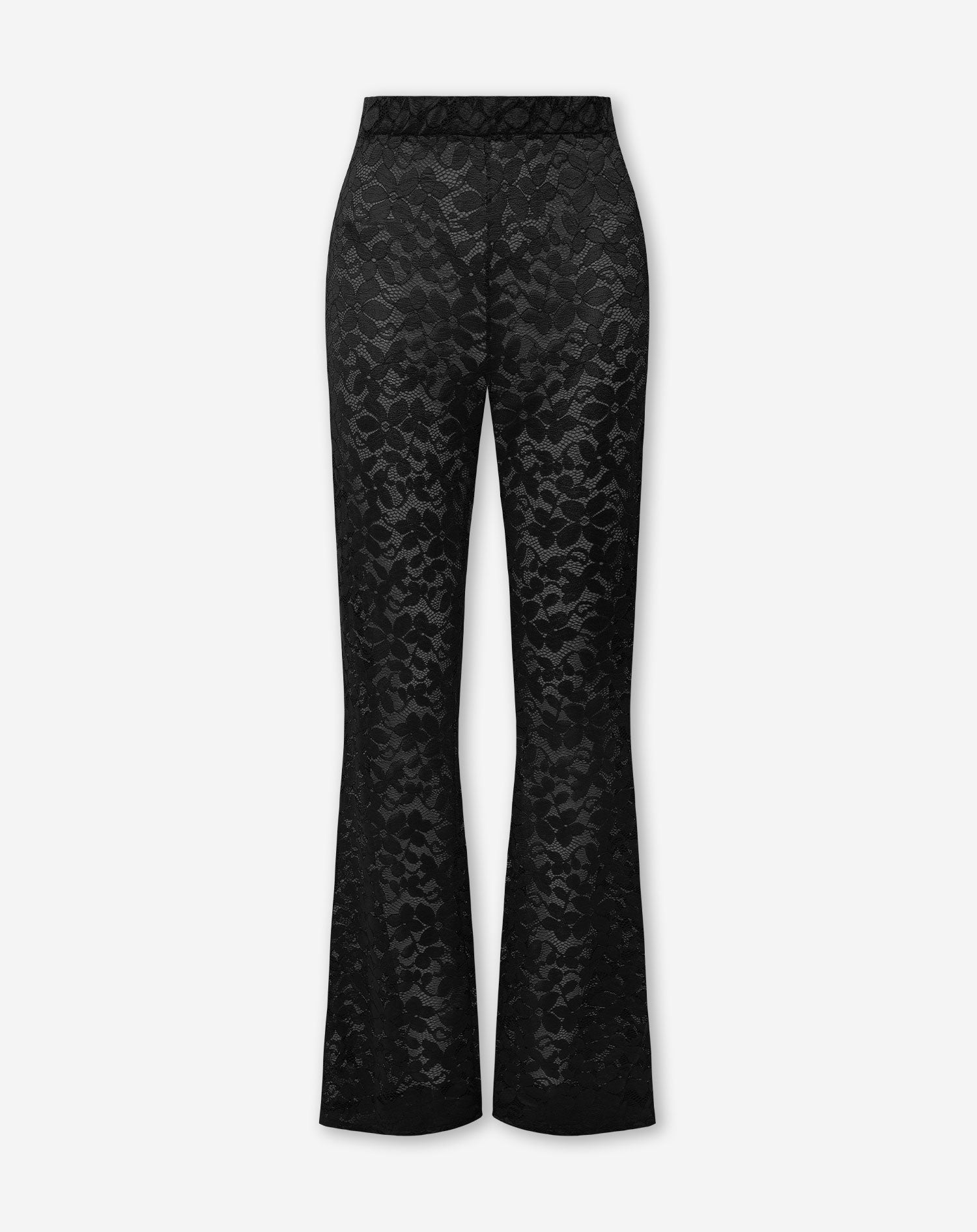 FLOWER LACE FLARED PANTS BLACK