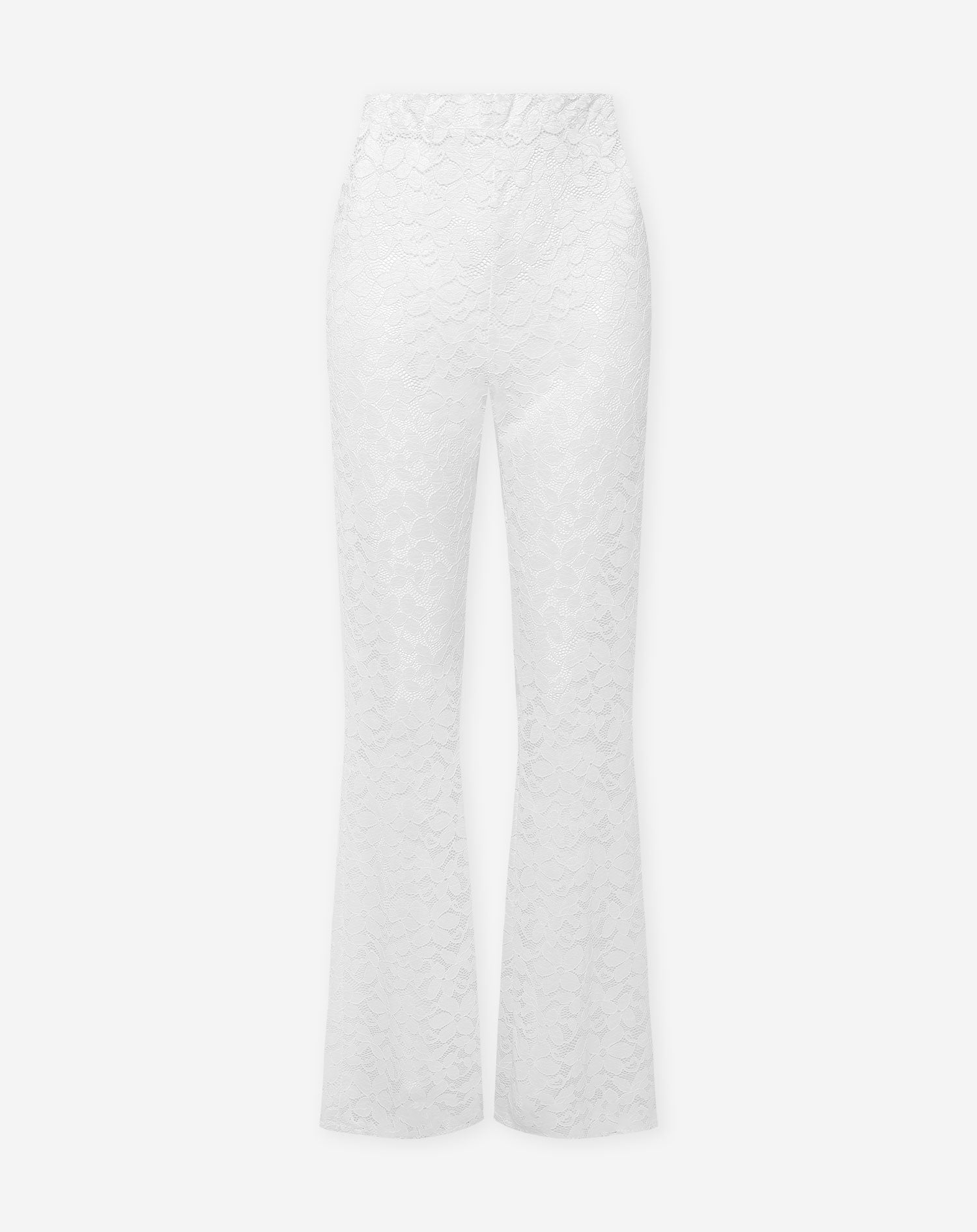 FLOWER LACE FLARED PANTS WHITE