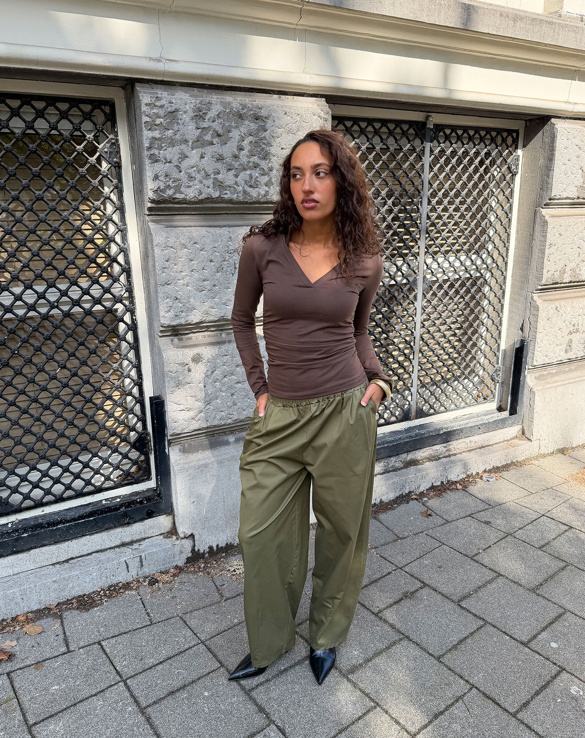 CALI BARREL PANTS LEGERGROEN