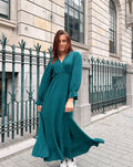 MOUSSELINE MAXI RUFFLE DRESS SEAGREEN