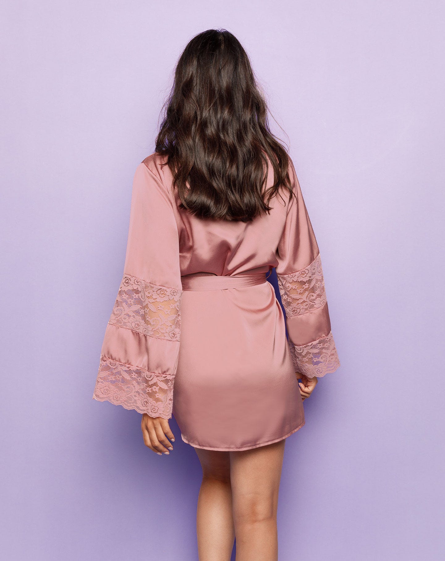 SATIN KIMONO OLD PINK