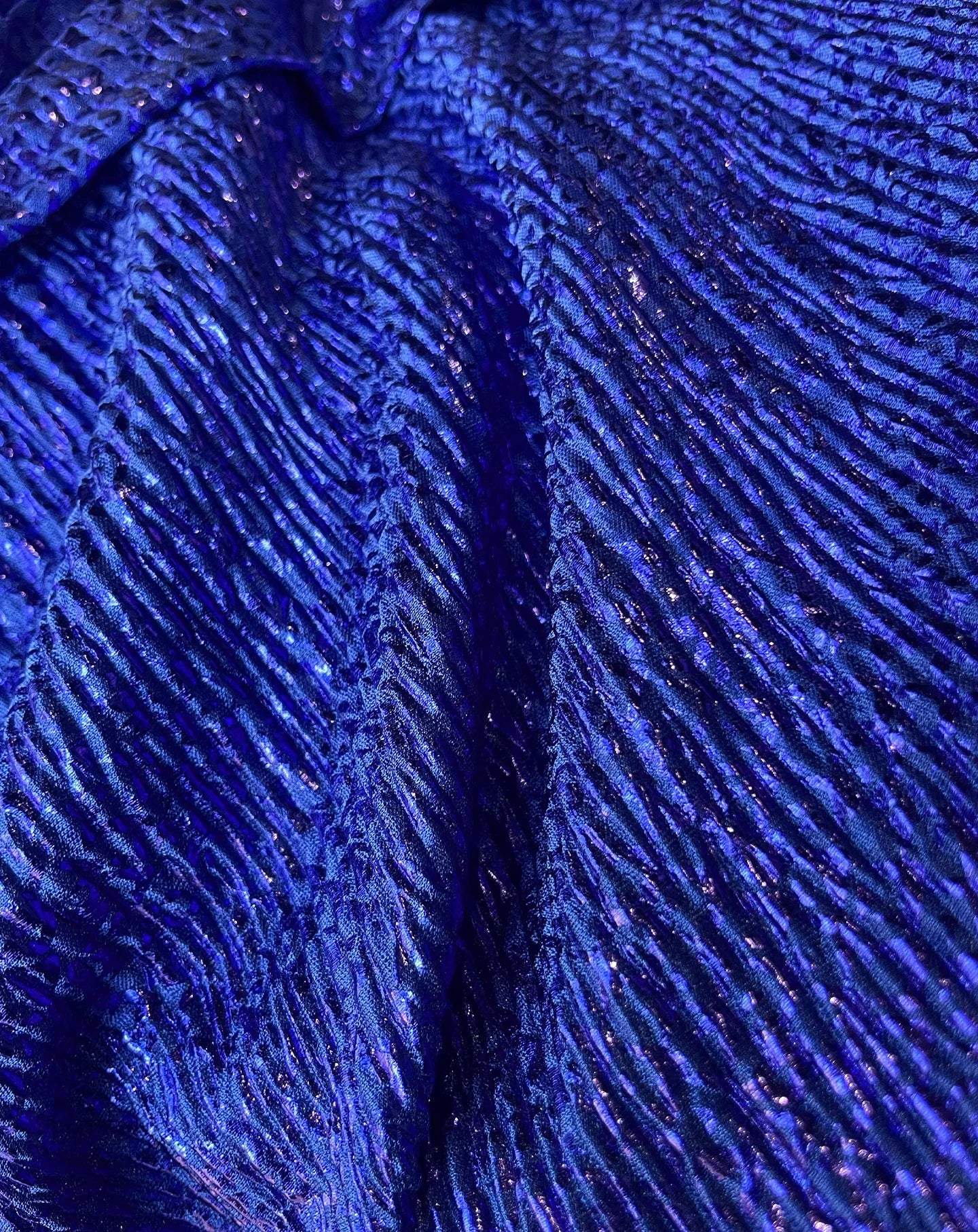 FEBE FOIL RUFFLE DRESS ROYAL BLUE