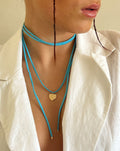 HAMMERED HEART CHOKER CORD BLAUW