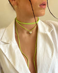 HAMMERED HEART CHOKER CORD GROEN