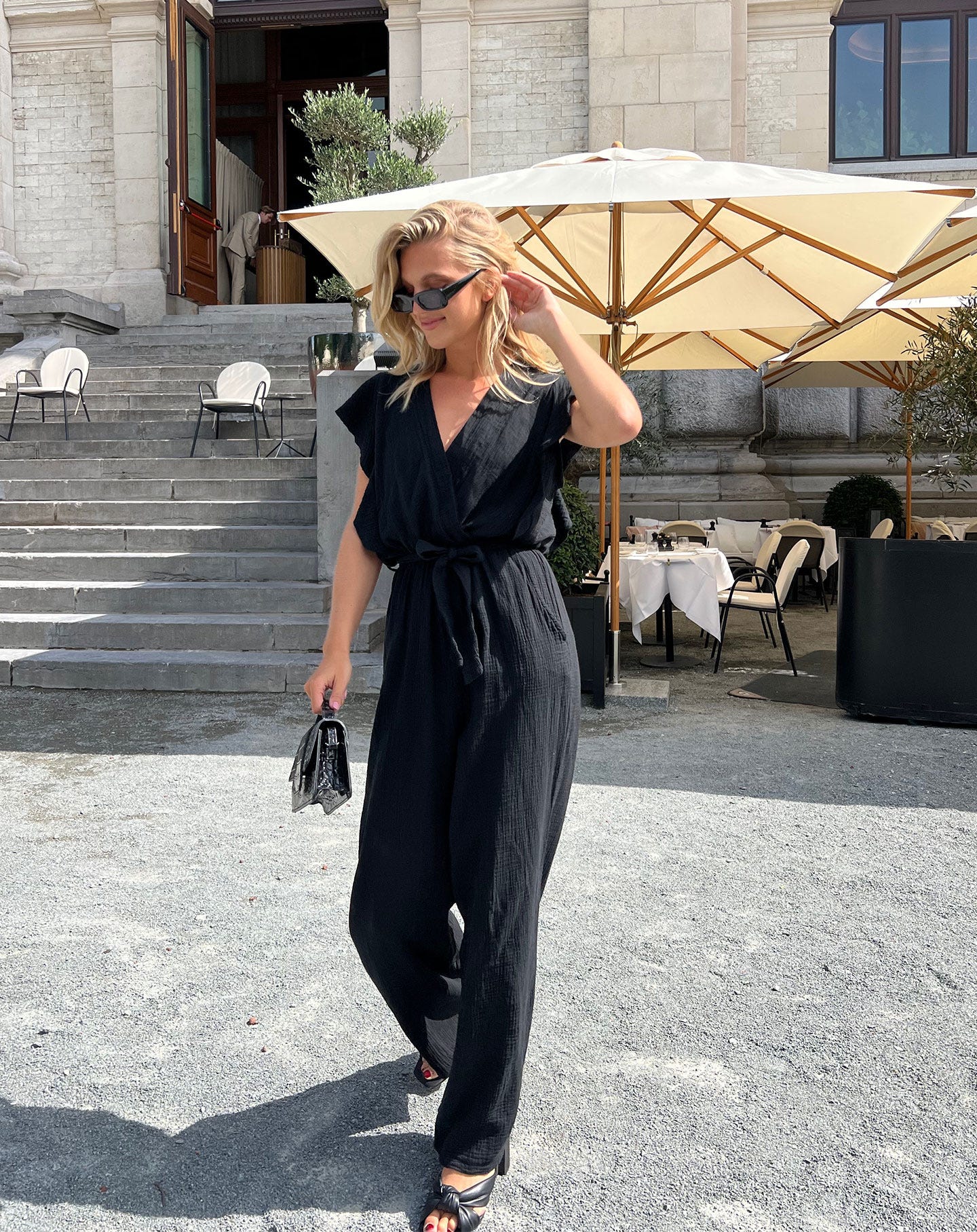 The line best sale up ruffle jumpsuit